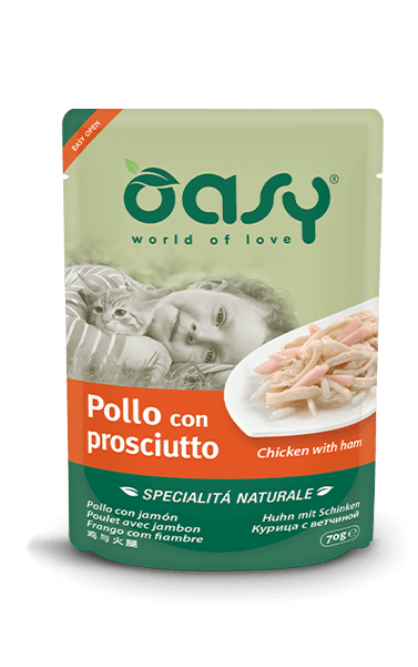 Oasy Specialità Naturale Pollo con Prosciutto 70gr Oasy Specialità Naturale Pollo con Prosciutto 70gr